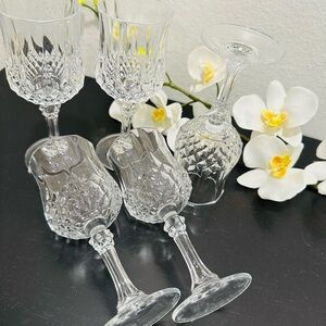 Set of 5 VINTAGE LONGCHAMP CRISTAL D’ ARQUES WINE GOBLETS